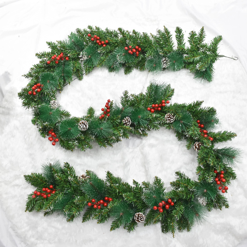 2025新款圣诞礼品摆件圣诞树裙风灯装饰藤条创意家居节日装饰品各种款式加红果松果植绒沾白pe松针材质细节图