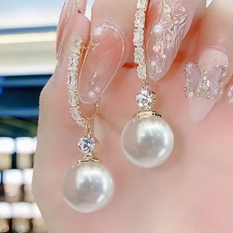 925银针高级感珍珠耳环2024新款轻奢简约耳坠优雅独特气质耳饰女 详情图2