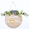 Cross-border DIY replaceable pattern wooden bow welcome sign Christmas Halloween HOME door hanging decoration details Picture