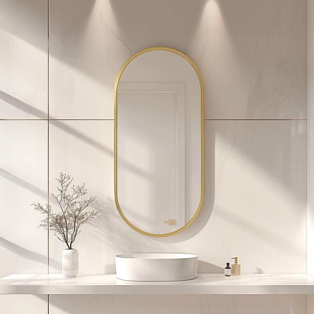 智能镜子触摸屏方形浴室镜子壁挂LED带灯带防雾功能金色铝合金框镜子