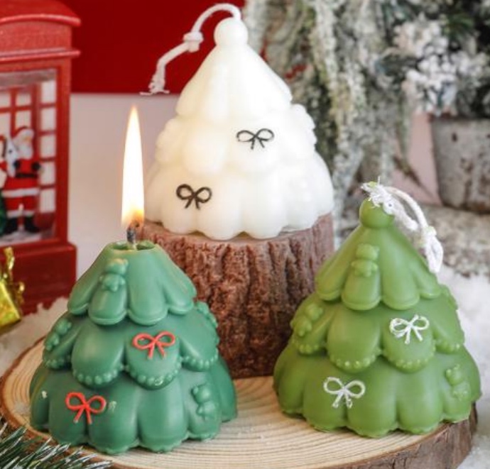 Instagram photo props, Christmas tree scented candles, hand-painted bows, bear candles, festival birthday gifts, full of atmosphere, gift in stock, direct delivery detail image 2