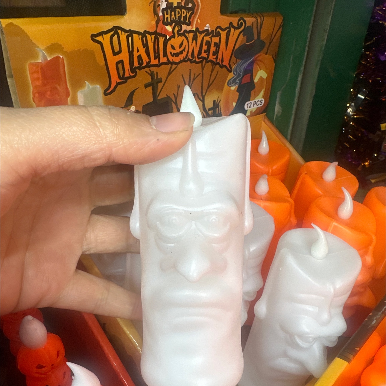 万圣节发光蜡烛LED闪光灯 派对装饰鼻子幽灵小夜灯闪光高脚杯节日装饰鼻子蜡烛幽灵南瓜蜡烛恐怖可爱派对节日氛围儿童玩具详情图2