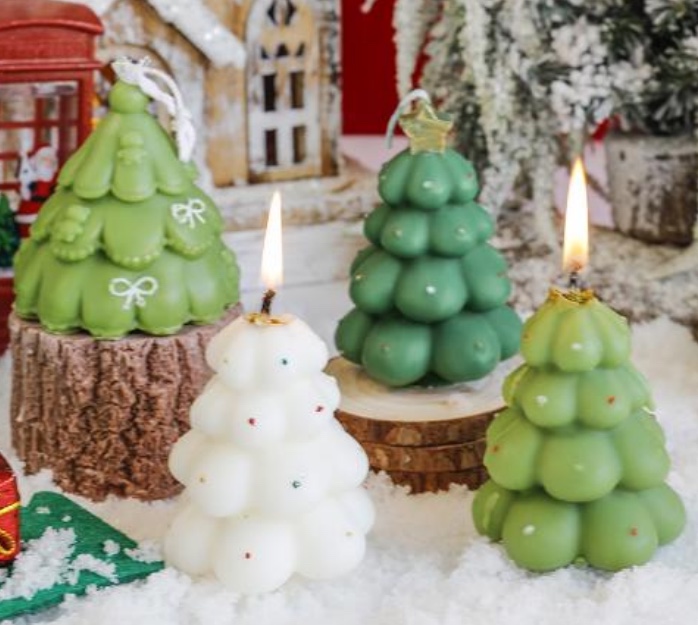Instagram photo props, Christmas tree scented candles, hand-painted bows, bear candles, festival birthday gifts, full of atmosphere, gift in stock, direct delivery detail image 3