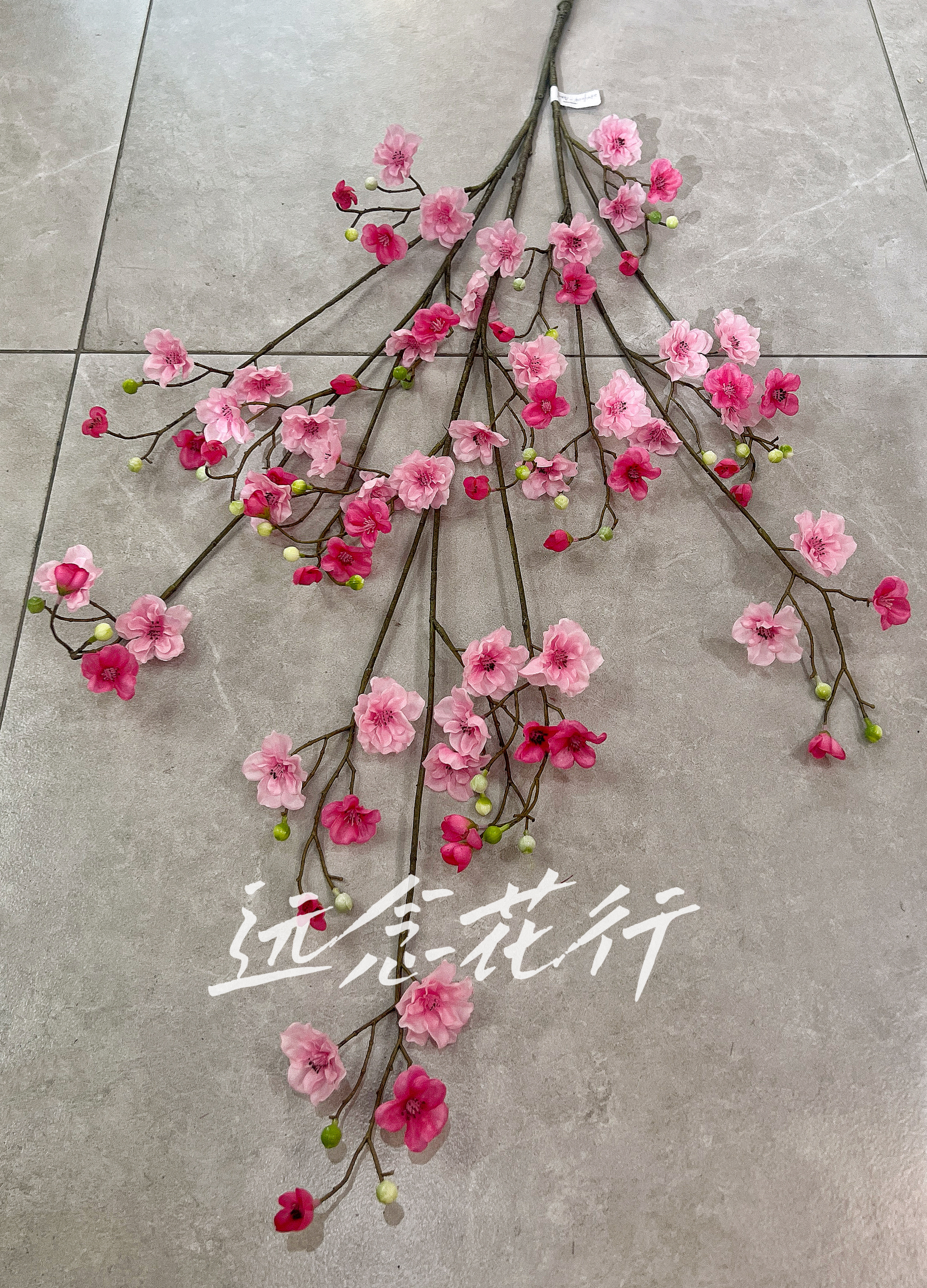 【远念花行】工艺仿真桃花长枝家居美陈装饰花艺仿真花详情图2