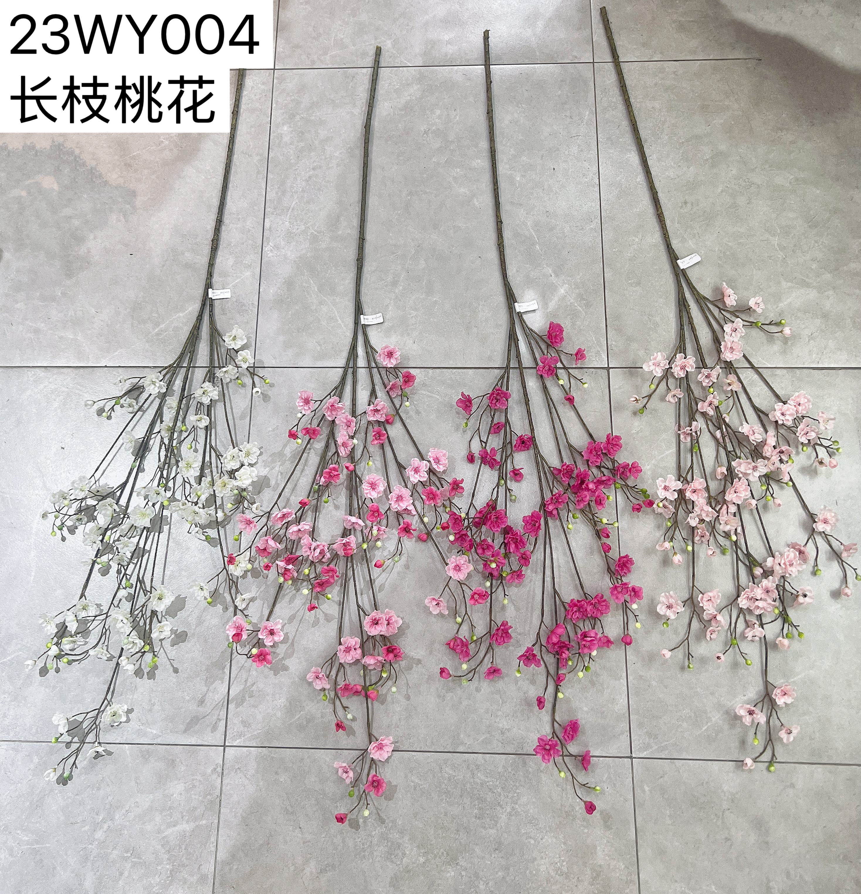 【远念花行】工艺仿真桃花长枝家居美陈装饰花艺仿真花详情图5
