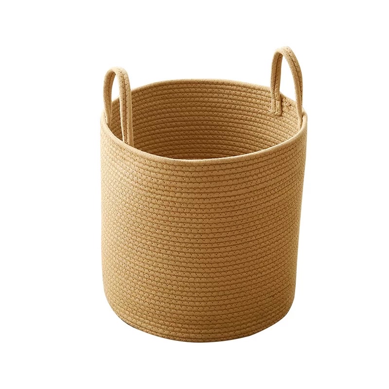 脏衣篓收纳筐ins风简约棉麻手工编织棉线筐脏衣大容量收纳篮家用白底实物图