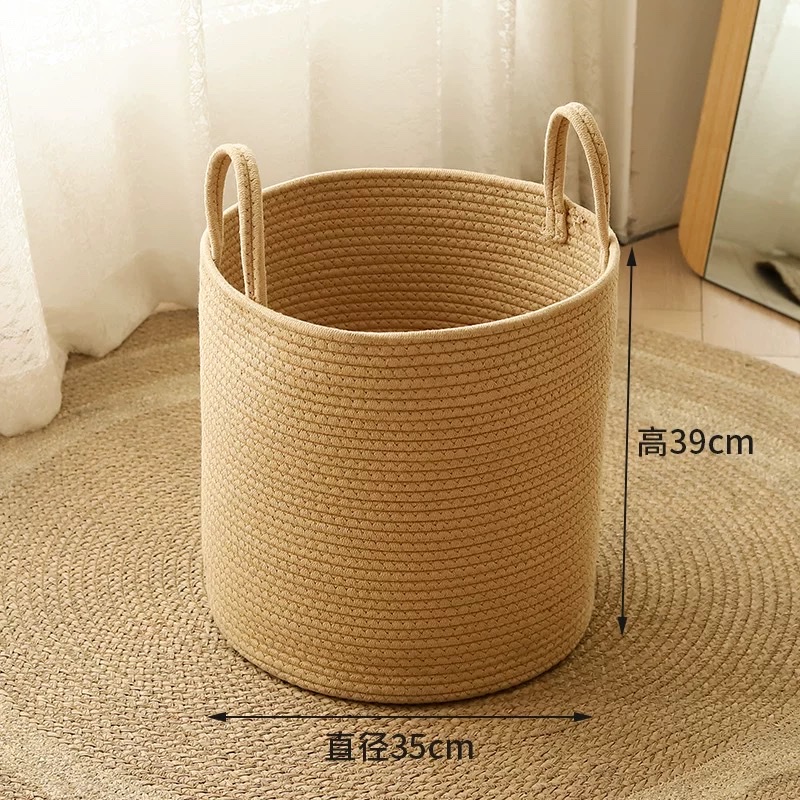 脏衣篓收纳筐ins风简约棉麻手工编织棉线筐脏衣大容量收纳篮家用详情图7
