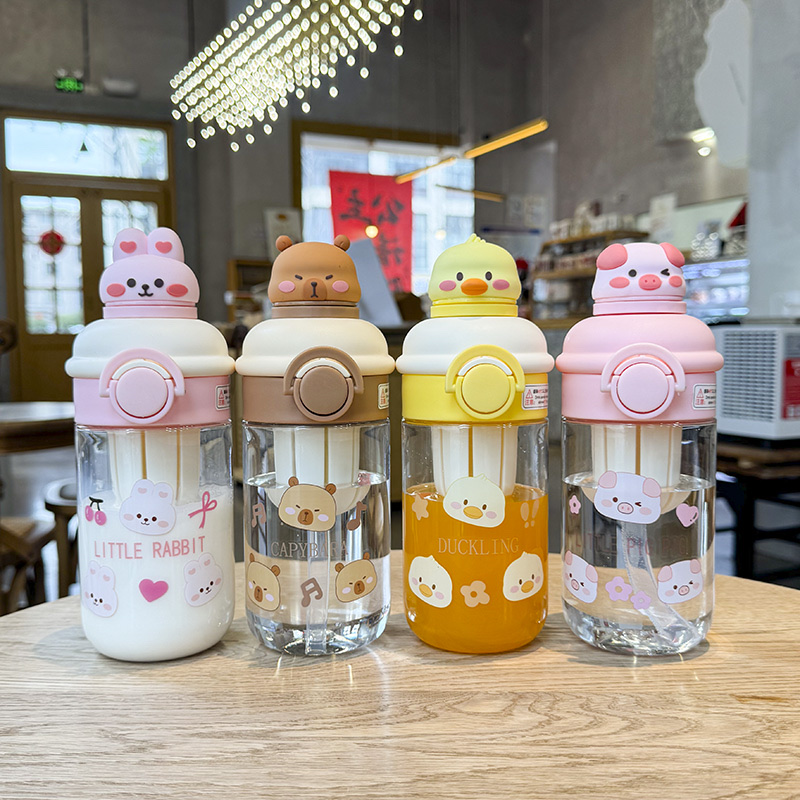 吸管水杯 PC材质大容量塑料水杯 时尚便携防漏