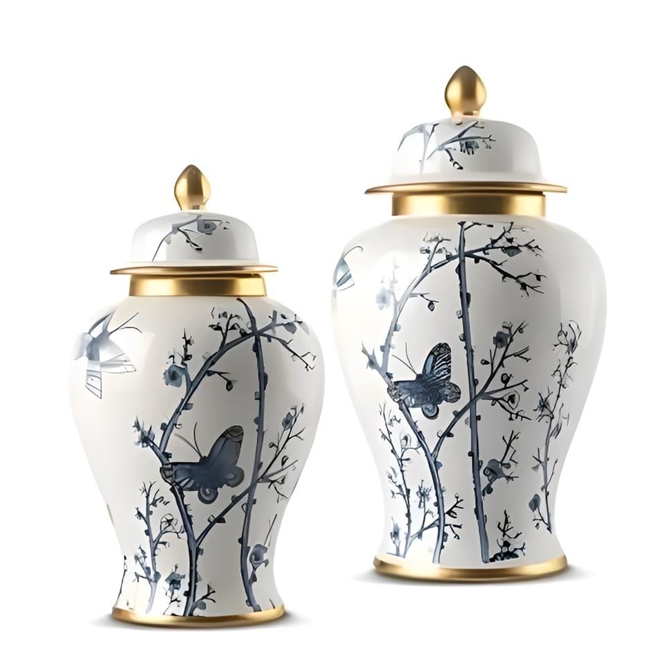 陶瓷花瓶 花瓶摆件 文昌塔摆件 铁艺烛台装饰品 传统工艺品收藏品白底实物图