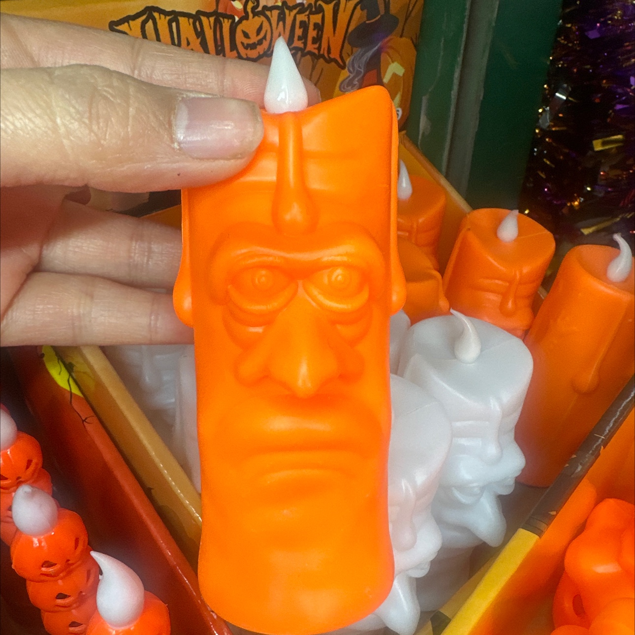 万圣节发光蜡烛LED闪光灯 派对装饰鼻子幽灵小夜灯闪光高脚杯节日装饰鼻子蜡烛幽灵南瓜蜡烛恐怖可爱派对节日氛围儿童玩具详情图3