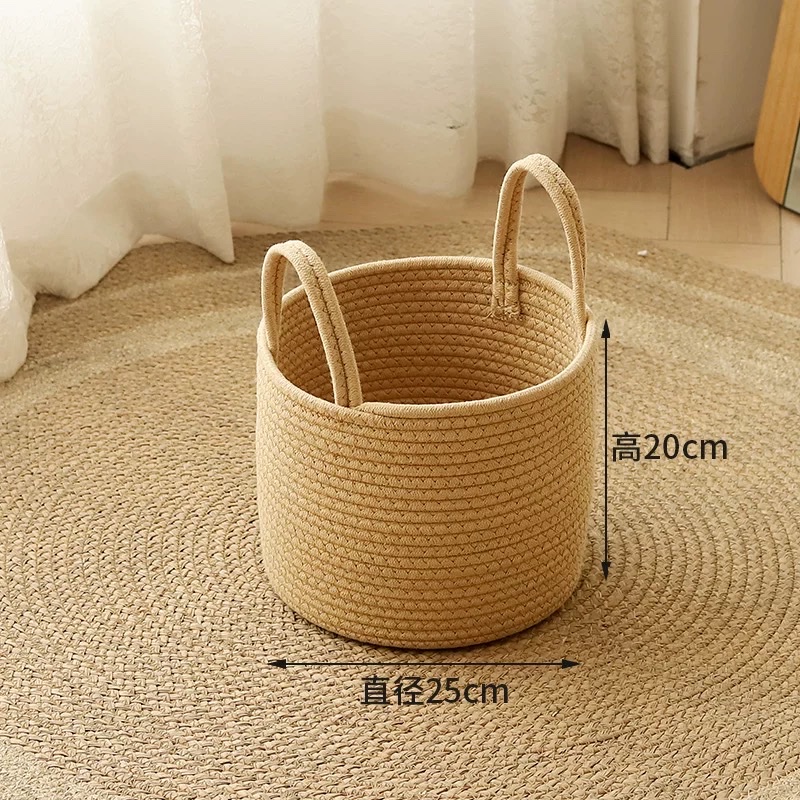 脏衣篓收纳筐ins风简约棉麻手工编织棉线筐脏衣大容量收纳篮家用详情图6