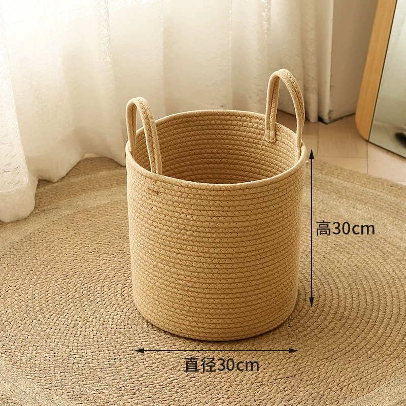 脏衣篓收纳筐ins风简约棉麻手工编织棉线筐脏衣大容量收纳篮家用详情图8