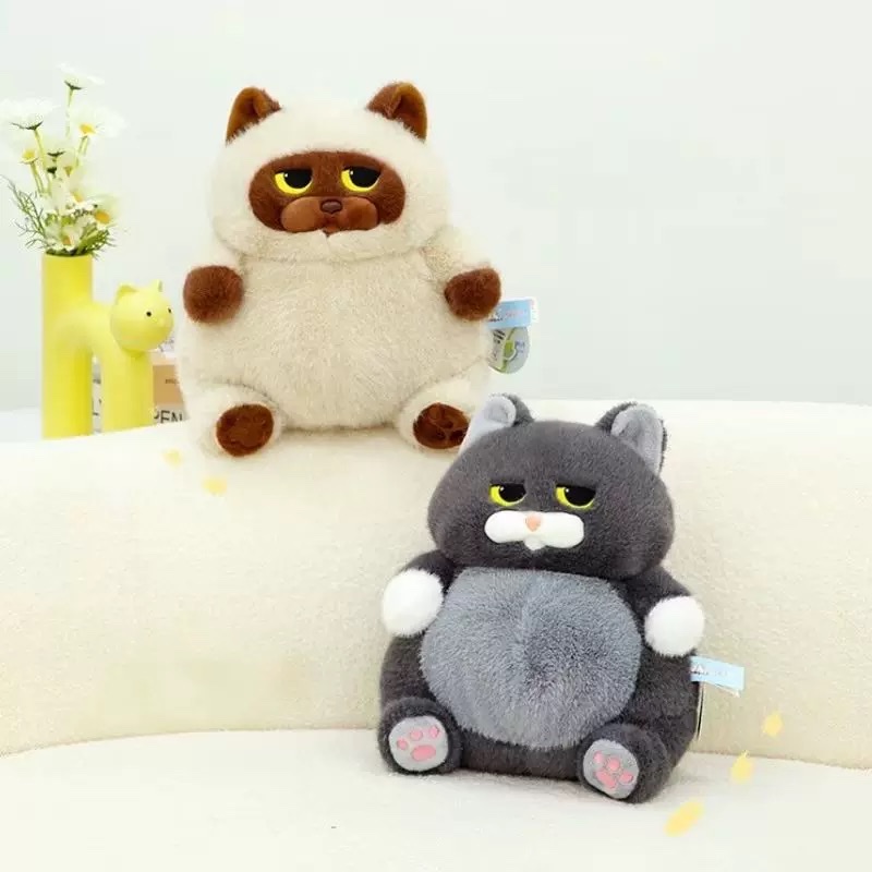 赛特嘟嘟灰猫暹罗猫毛绒玩具娃娃大肚猫咪可爱睡觉玩偶公仔礼物毛绒玩具公仔产品图