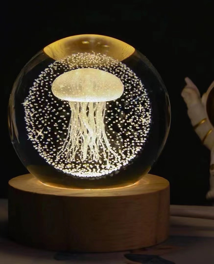 Rose crystal ball 3D inlaid luminous ball desktop decoration, Women's Day gift crystal ball crystal details Picture
