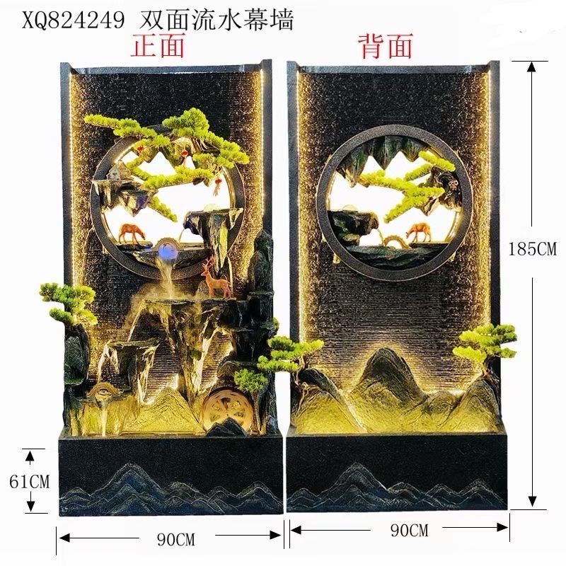 诸葛工艺流水树脂氧化镁玻璃钢雾化器水晶球LED灯水泵石磨家居摆饰空气加湿送礼适合茶室KTV高端别墅庭院宾馆流水幕帘墙详情图3