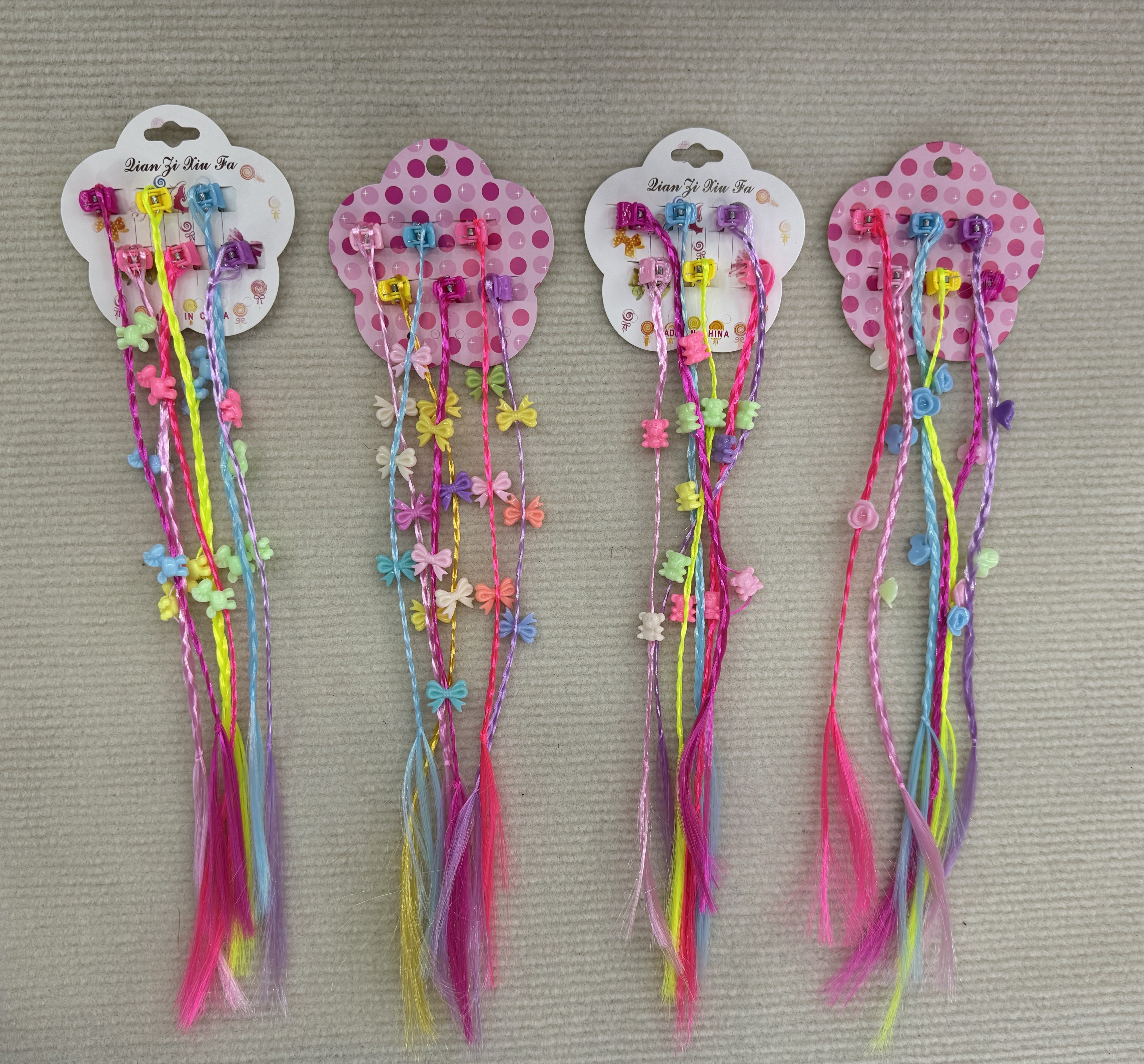Extensiones de pelo para niños con clips de pelo, extensiones de pelo neon clips para el juego de rol escuela show party detail image 6