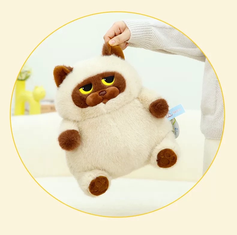 赛特嘟嘟灰猫暹罗猫毛绒玩具娃娃大肚猫咪可爱睡觉玩偶公仔礼物毛绒玩具公仔详情图11
