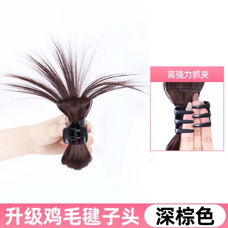 鸡毛毽子头假发抓夹慵懒风喷泉高马尾半扎鸡窝头辣妹发夹假发发包 细节图