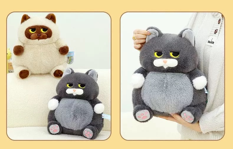 赛特嘟嘟灰猫暹罗猫毛绒玩具娃娃大肚猫咪可爱睡觉玩偶公仔礼物毛绒玩具公仔详情图5