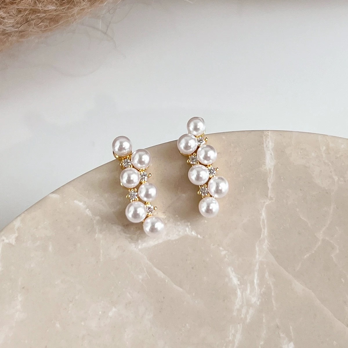 韩国【设计师】S925银针流光小耳钉银色耳坠小众耳圈独特珍珠耳饰耳环