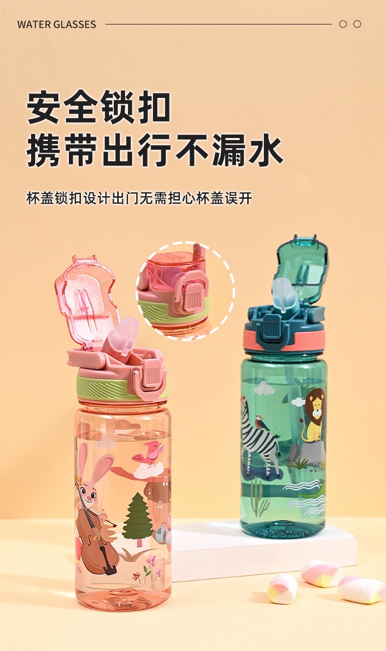 宝宝塑料儿童吸管杯可爱女学生水杯便携防摔网红喝水杯耐磨可爱壶详情图5
