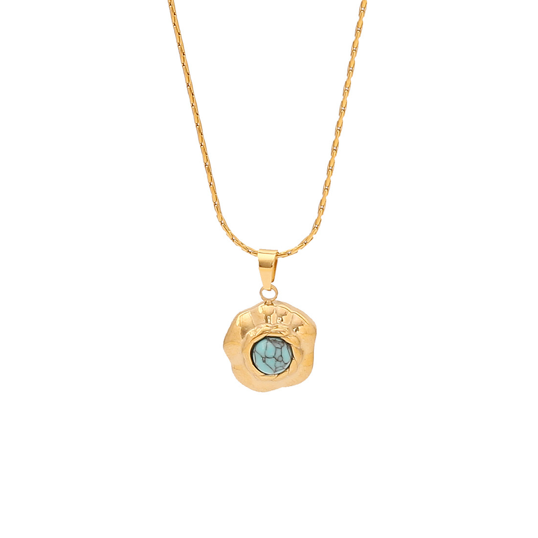 【 Ice Cute 】 Retro turquoise titanium steel pendant with a niche design sense, stainless steel necklace, versatile necklace N1446 detail image 14