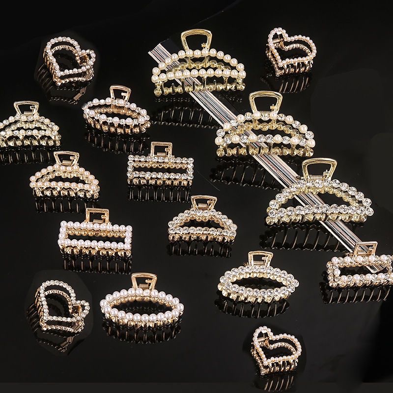 Korean version Jinju top hair clip, alloy electroplated back head clamp, simple and fashionable women's versatile hair and lazy person's hair clamp headwear details Picture