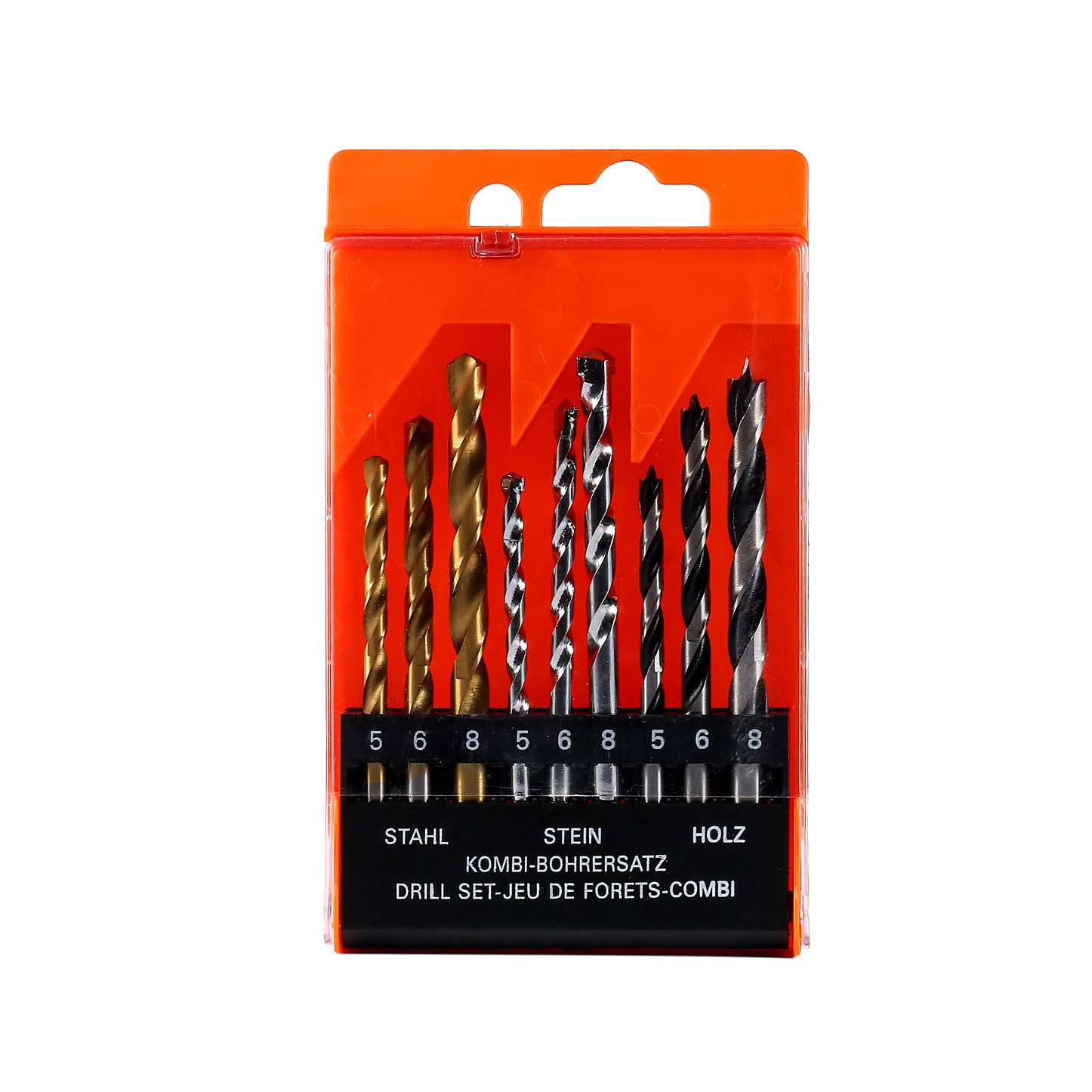 9pc multi-functional set of twist drill bits, construction drill bits, woodworking drill bits and drill sleeves