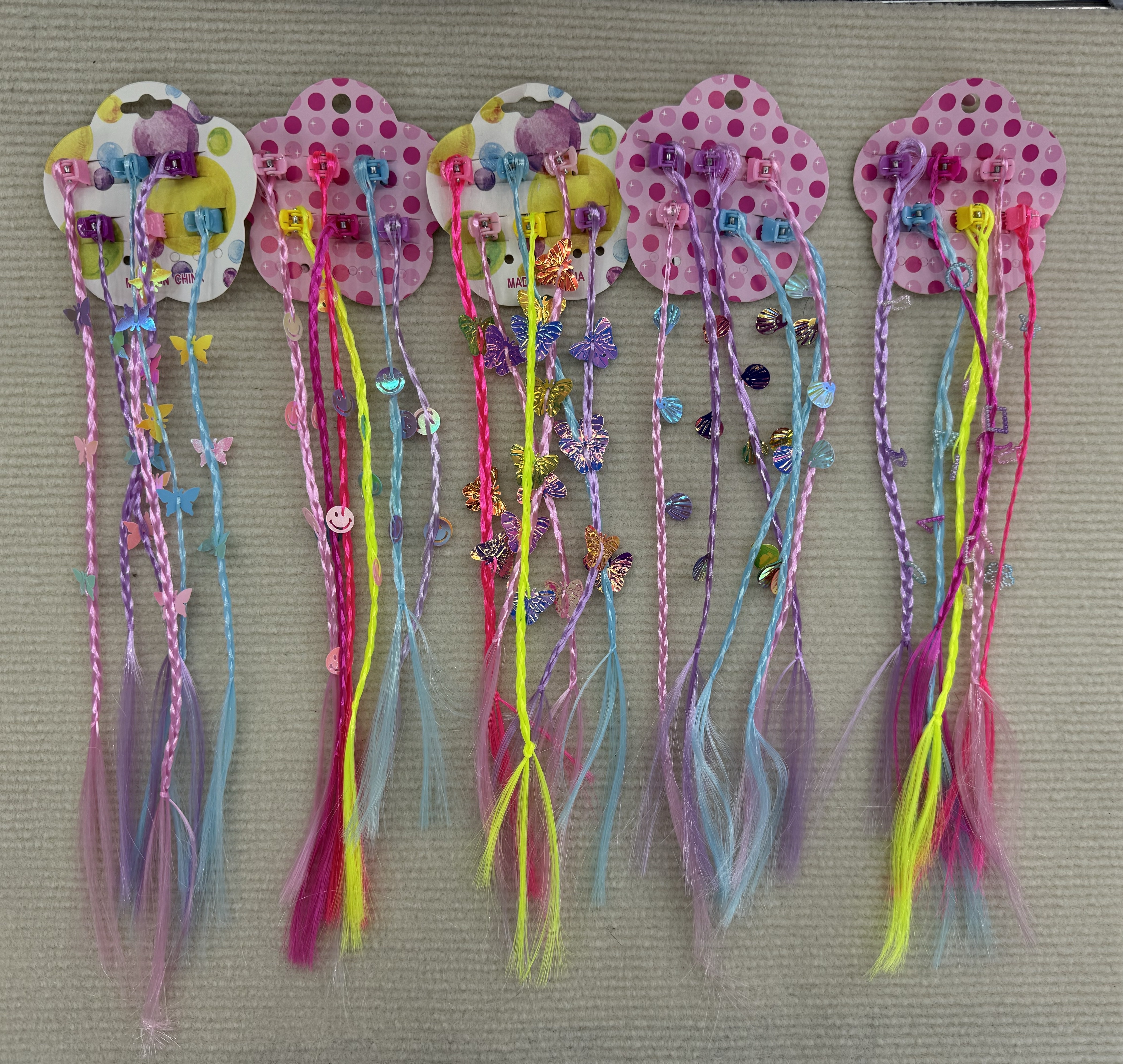 Extensiones de pelo para niños con clips de pelo, extensiones de pelo neon clips para el juego de rol escuela show party detail image 8