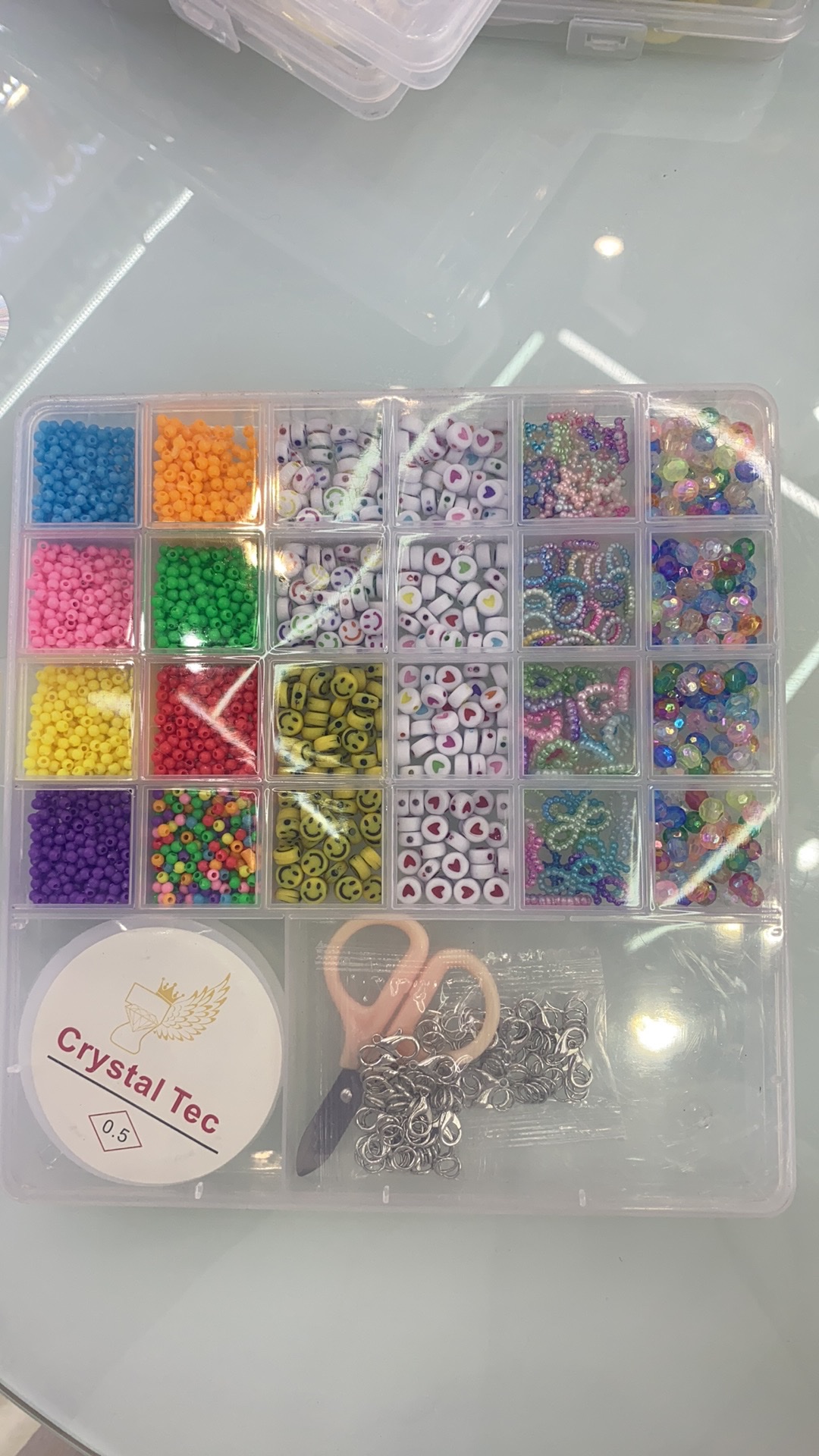 DIY串珠。手串 项链儿童手链 DIY串珠 饰品 项链圣诞亮片配件九字针胸卡夹扣不锈钢十字架朋克木块女孩玩具套装白底实物图