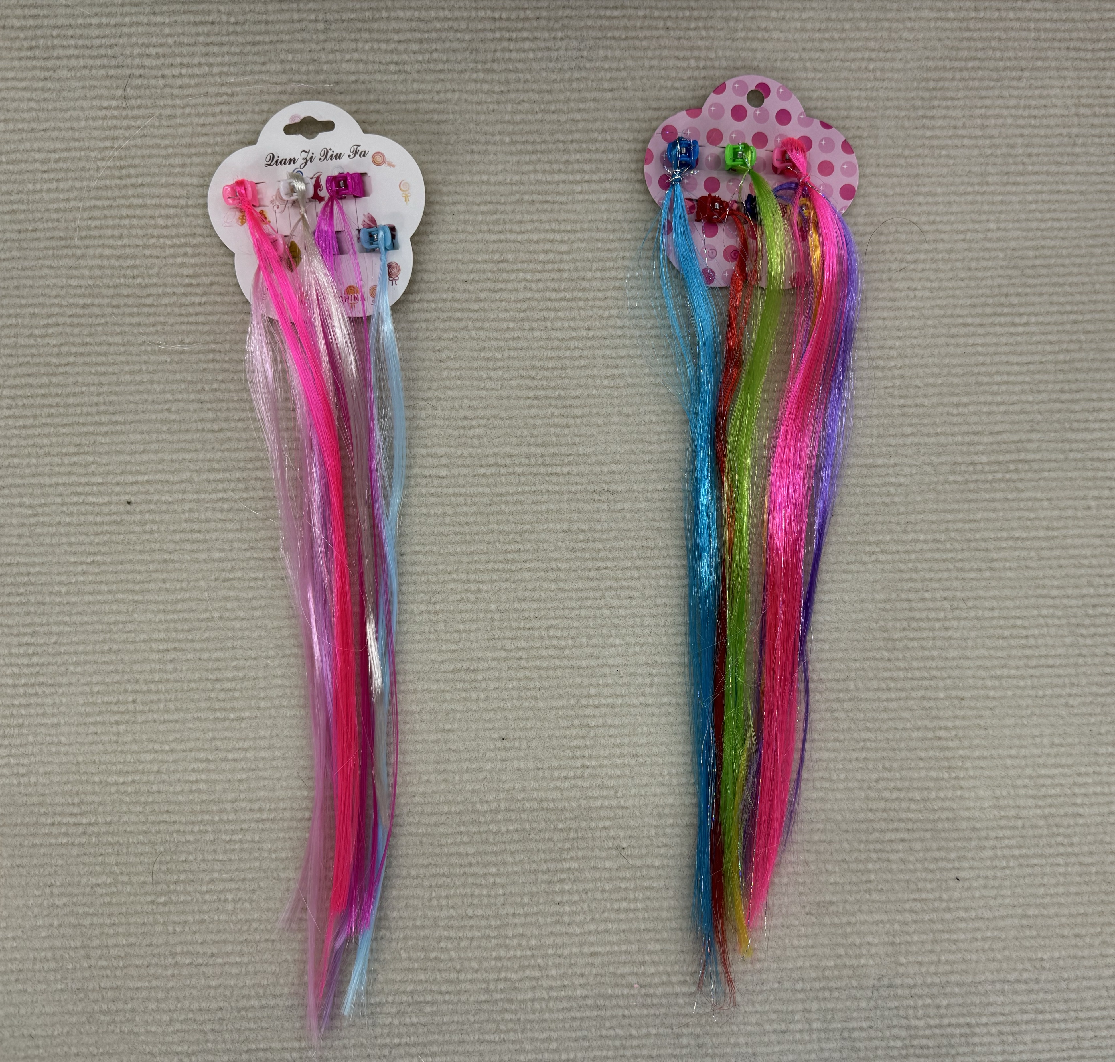 Extensiones de pelo para niños con clips de pelo, extensiones de pelo neon clips para el juego de rol escuela show party detail image 7
