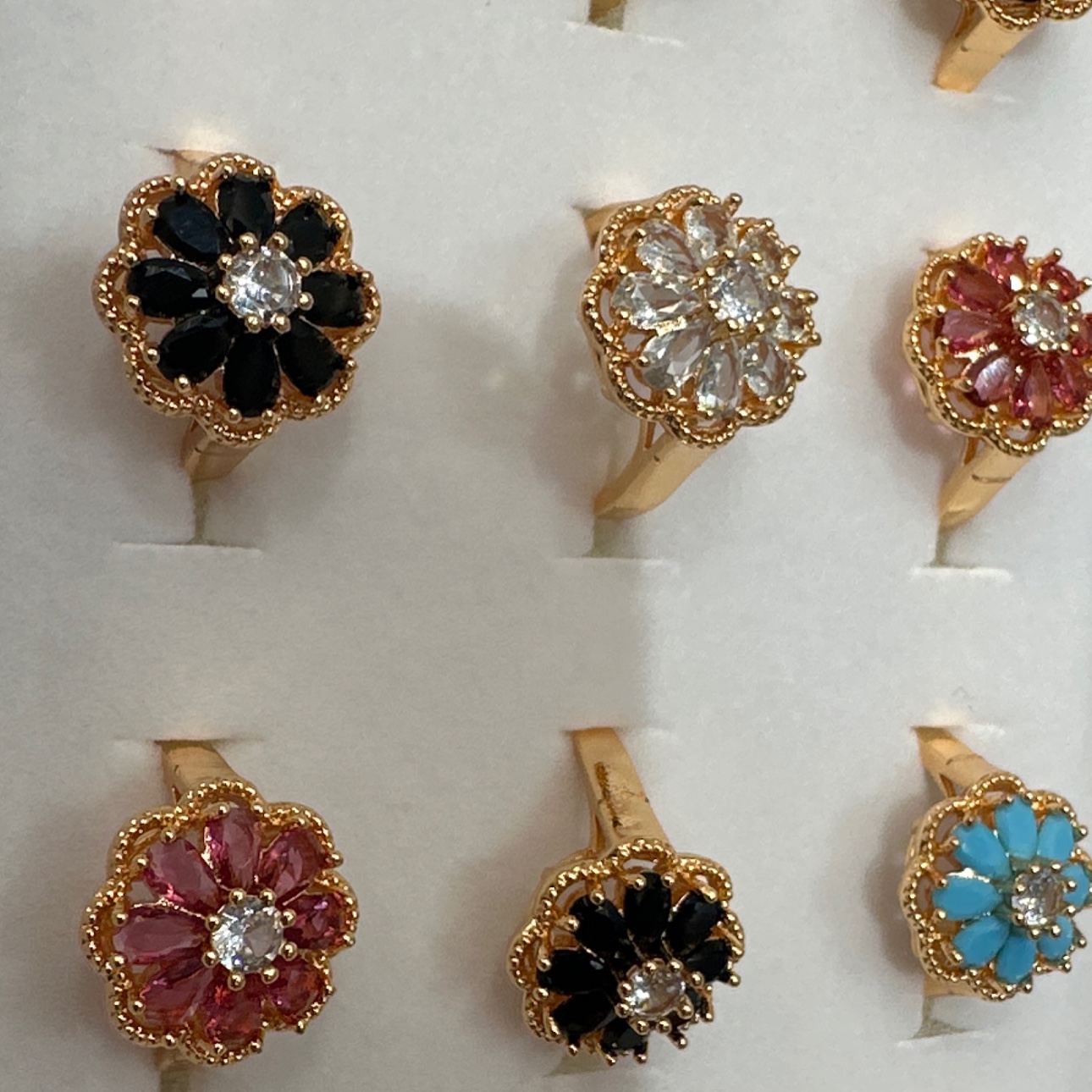 Copper ring zircon inlaid jewelry details Picture