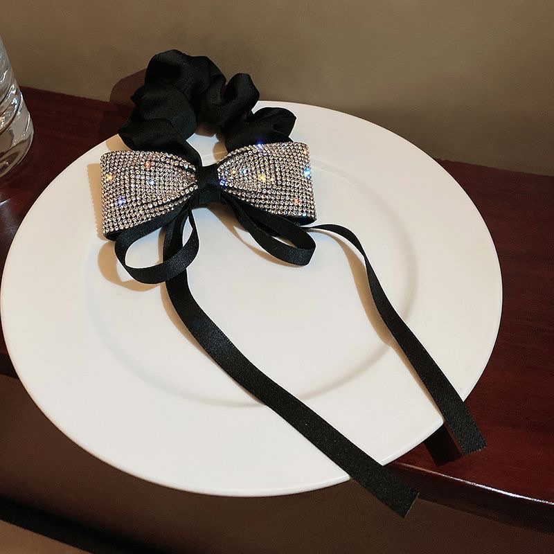 网纱亮钻蝴蝶结大肠发圈 饰品头绳 发饰女士优雅系列 气质简约发圈 持久弹力不伤发质发圈详情图9