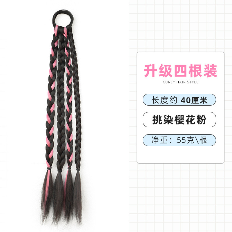 False braids, children's ponytails, sweet and cool, highlights dyed braided hair, long braids, double ponytails, dirty braids, colorful hot girls, boxing braids detail image 4