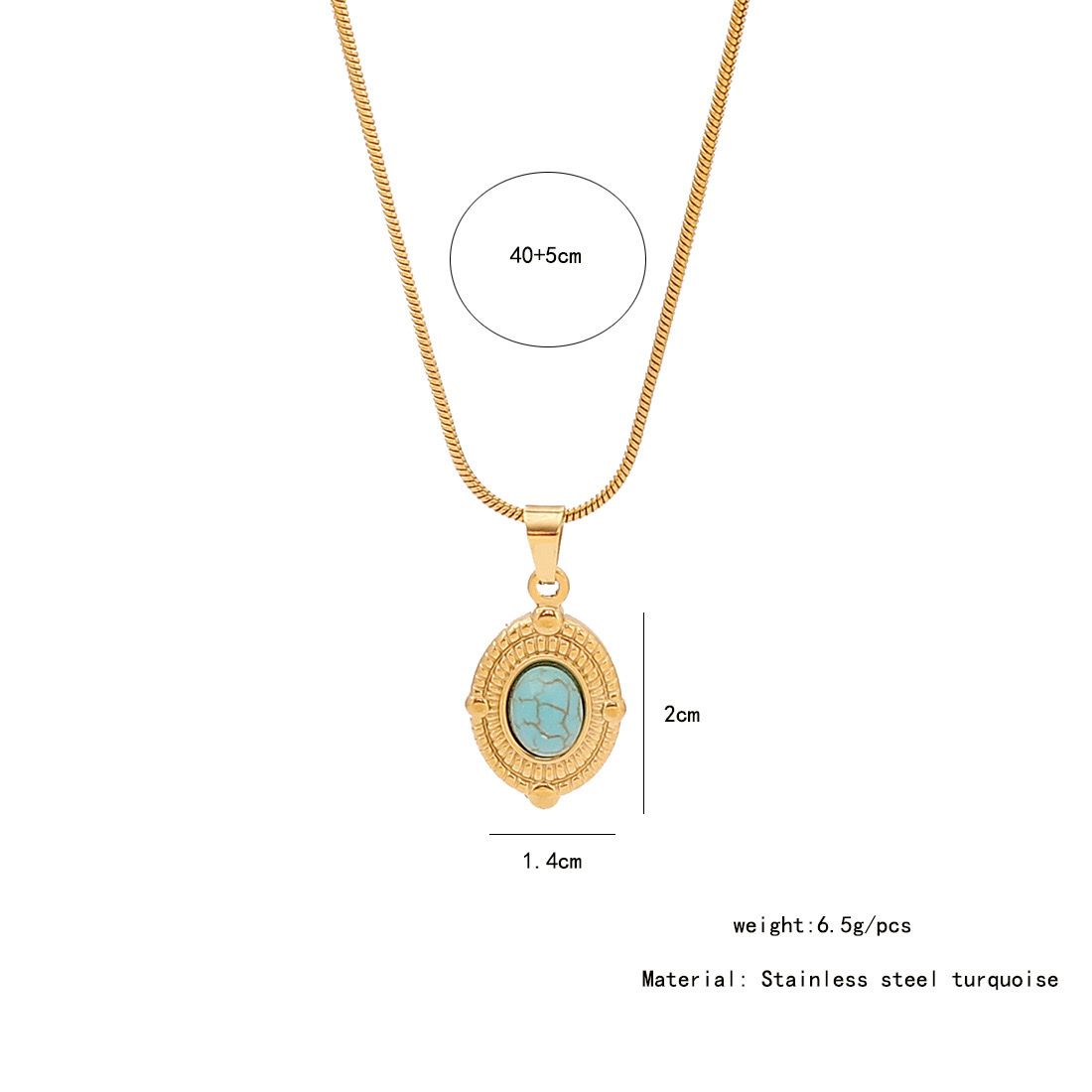 【 Ice Cute 】 Retro turquoise titanium steel pendant with a niche design sense, stainless steel necklace, versatile necklace N1446 detail image 8