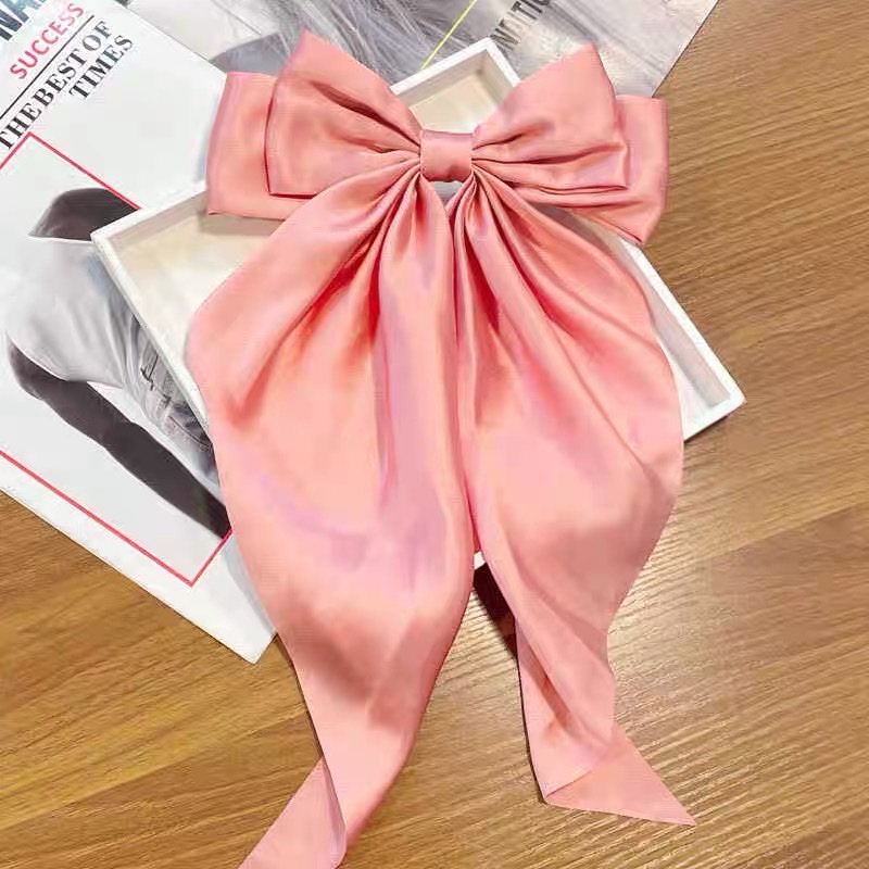 红色蝴蝶结发夹后脑勺头饰公主风女童高级感成人长飘带大拖尾蝴蝶结产品图