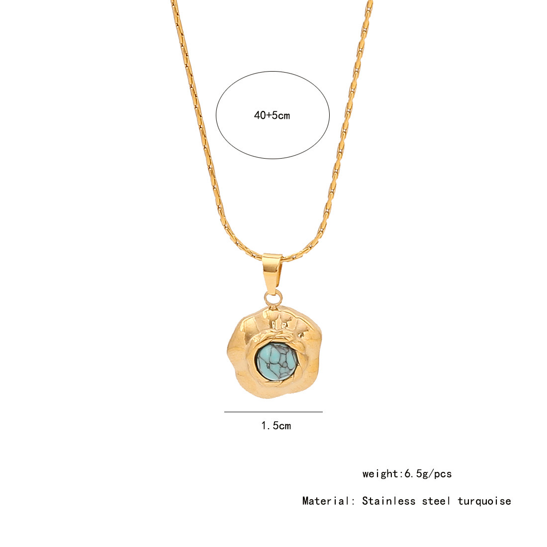 【 Ice Cute 】 Retro turquoise titanium steel pendant with a niche design sense, stainless steel necklace, versatile necklace N1446 detail image 6