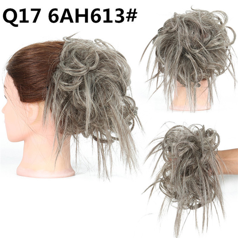 Foreign trade chicken coop hair loop wig, fluffy rubber band fountain hair bun, chemical fiber female multi-color messy chicken tail wig loop detail image 3