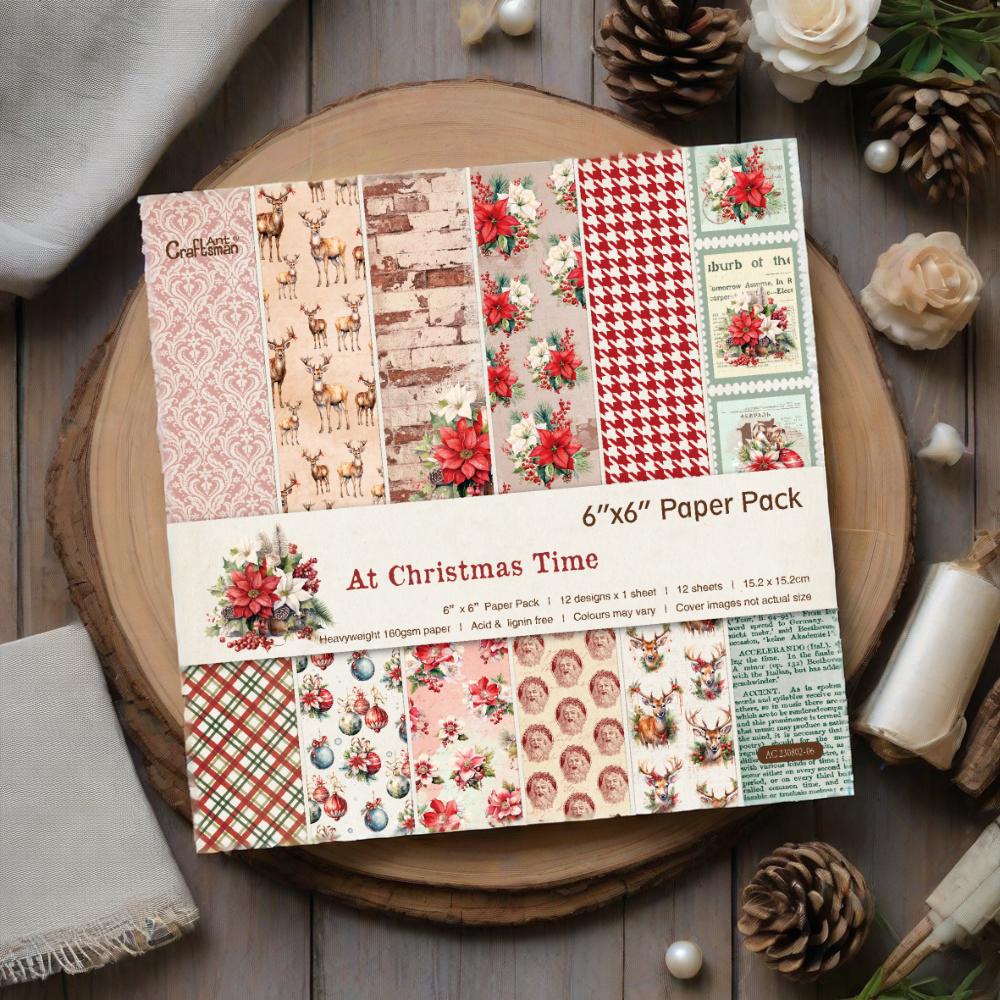 6 inch paper pack -Planners/ Scrapbooks /Cards / Journals / Photo Album DIY craft materials - ( At Christmas Time )  12 sheets - AC230802-06 full figure
