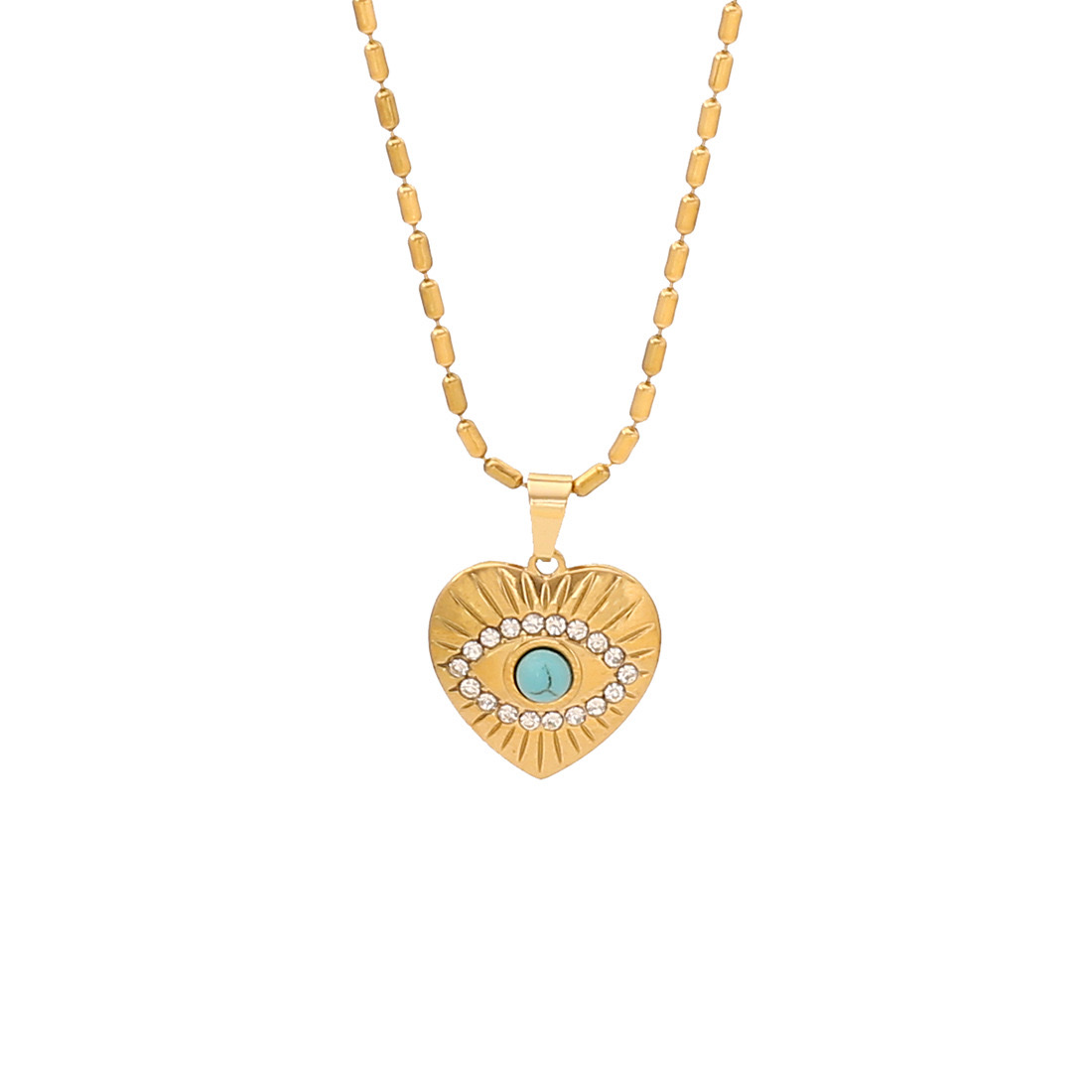 【 Ice Cute 】 Retro turquoise titanium steel pendant with a niche design sense, stainless steel necklace, versatile necklace N1446 detail image 16