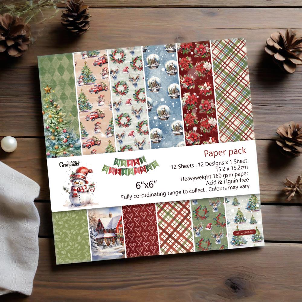 Vintage Christmas Scrapbook Paper Pack, 6×6 Inch Winter Holiday Decorative Paper for Journaling Card Making Paper Crafts - 12 sheets  AC230801-06 full figure