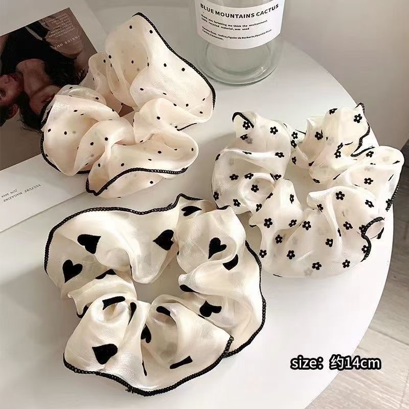 人鱼姬大肠发圈 ins网红欧根纱彩虹发绳发饰韩版jk格子缎面头绳女