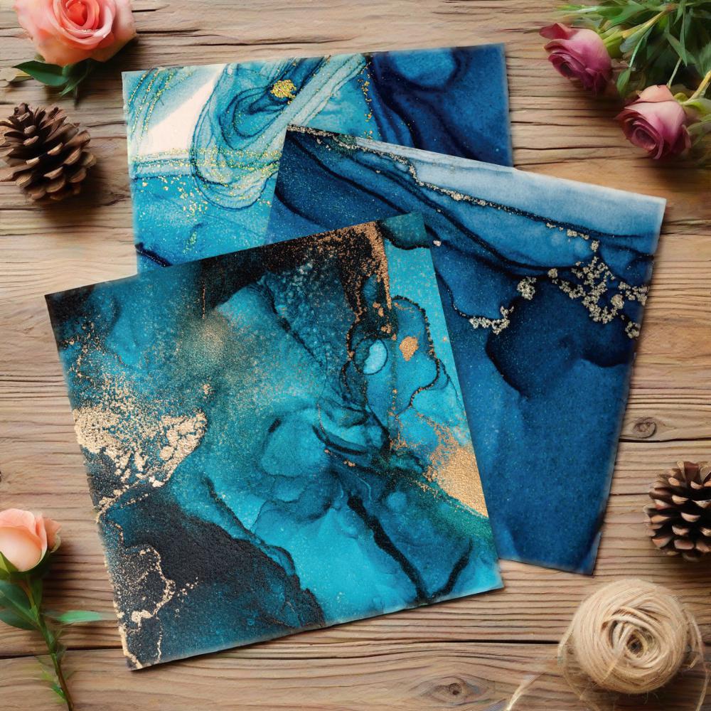 6-inch handcrafted scrapbook planner material pattern paper background paper (Ink Traces - Ocean) 12 sheets AC230308 details Picture