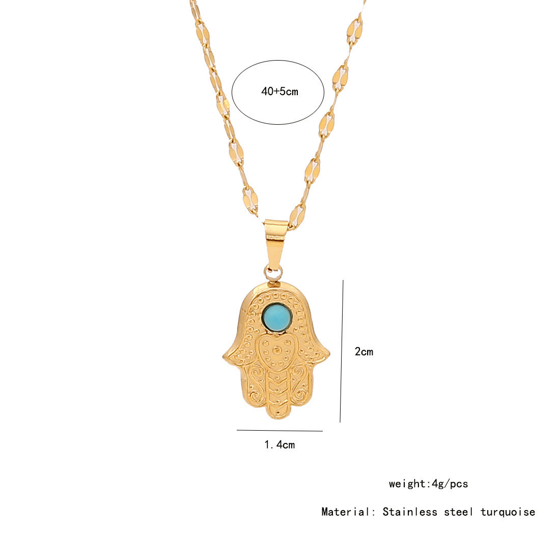 【 Ice Cute 】 Retro turquoise titanium steel pendant with a niche design sense, stainless steel necklace, versatile necklace N1446 detail image 4