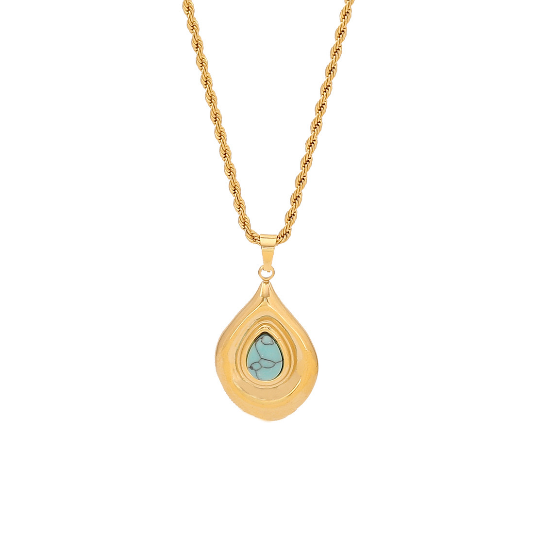 【 Ice Cute 】 Retro turquoise titanium steel pendant with a niche design sense, stainless steel necklace, versatile necklace N1446 detail image 15