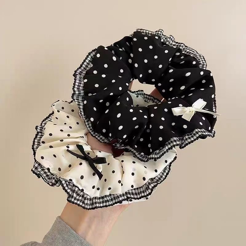 蝴蝶结蕾丝大肠波点花边发圈发绳马尾小发绳百搭扎头绳头发皮筋网纱大肠发圈