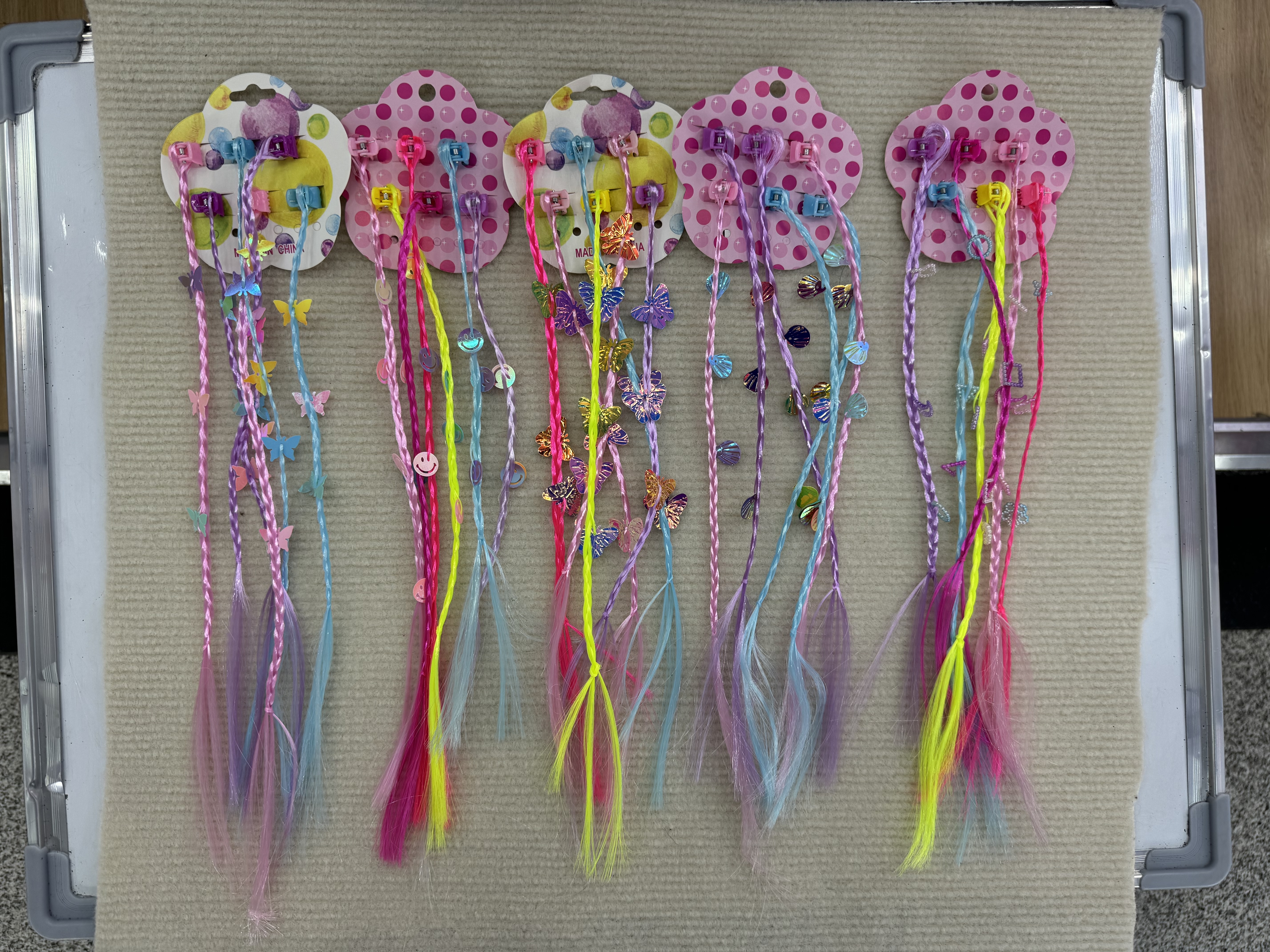 Extensiones de pelo para niños con clips de pelo, extensiones de pelo neon clips para el juego de rol escuela show party detail image 4