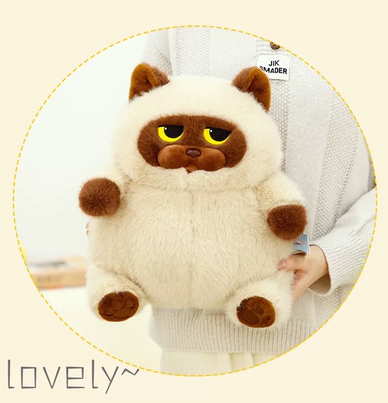 赛特嘟嘟灰猫暹罗猫毛绒玩具娃娃大肚猫咪可爱睡觉玩偶公仔礼物毛绒玩具公仔详情图8