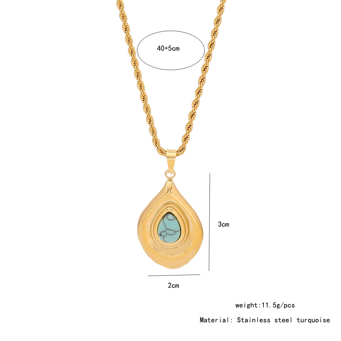 【 Ice Cute 】 Retro turquoise titanium steel pendant with a niche design sense, stainless steel necklace, versatile necklace N1446 detail image 5