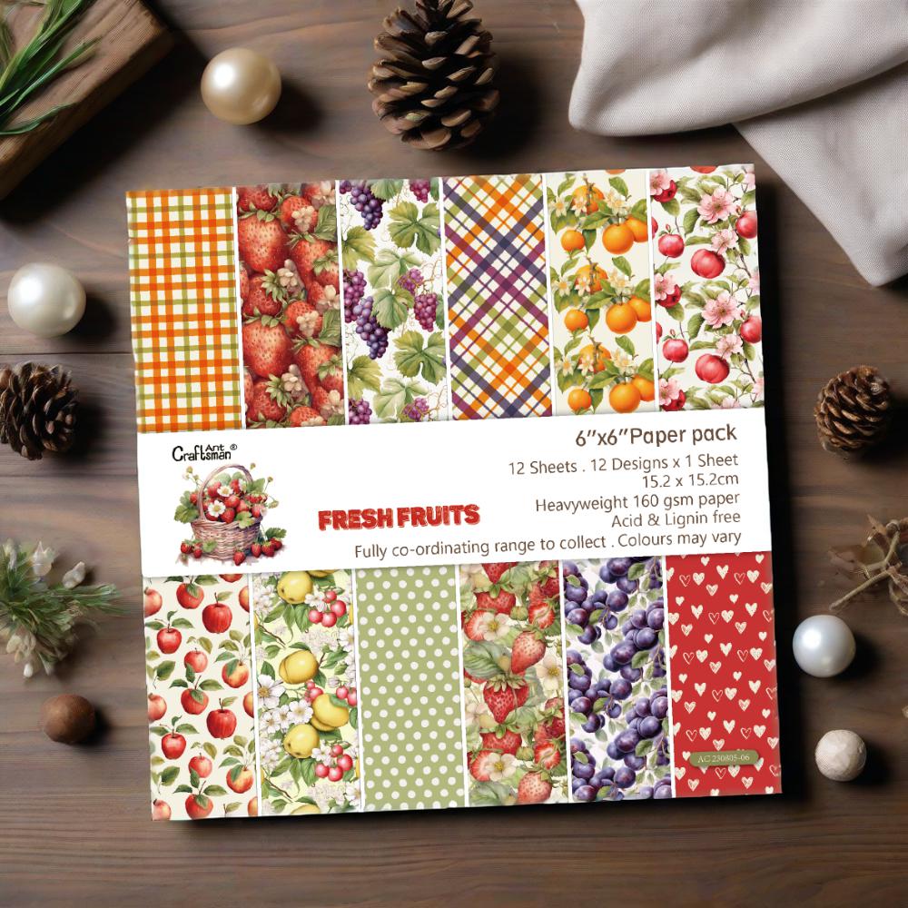 Fresh Fruits Pattern Scrapbook Paper Pack, 6×6 Inch Decorative Paper for Journaling Card Making Paper Crafts  -12sheets  AC230805-06 full figure
